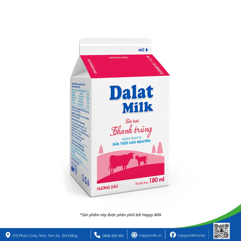 Strawberry flavored pasteurized fresh milk 180ml